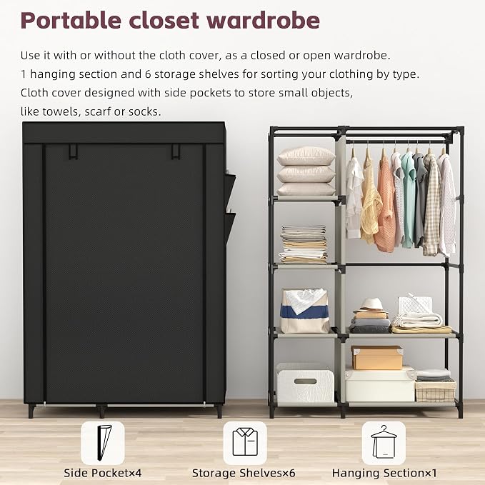 Calmootey Portable Closet Organizer, Space-Saving Storage System - Image 6