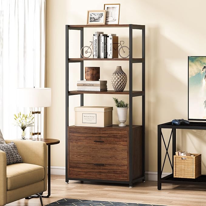 Tribesigns Bookcase, 4-Tier Rustic Bookshelf - Image 4