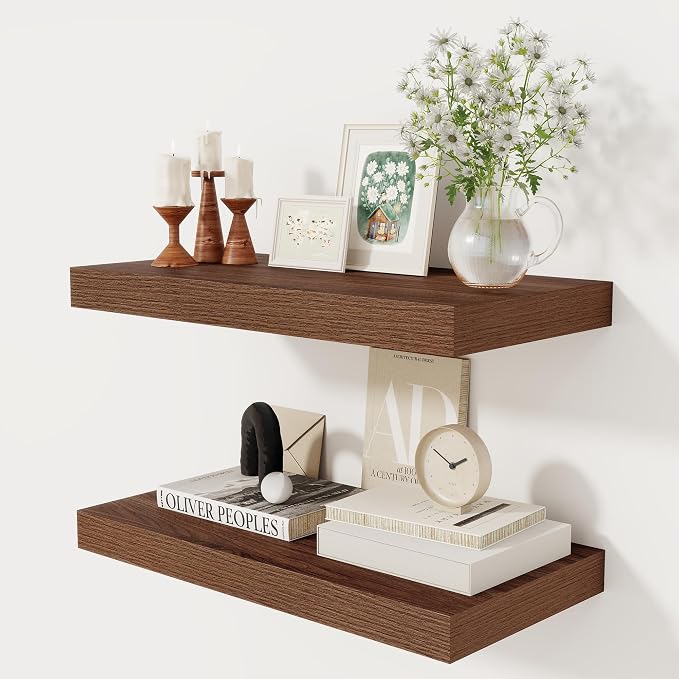 12 Inch Deep Floating Shelves, 24 x 12 Floating Shelf by FunMemories