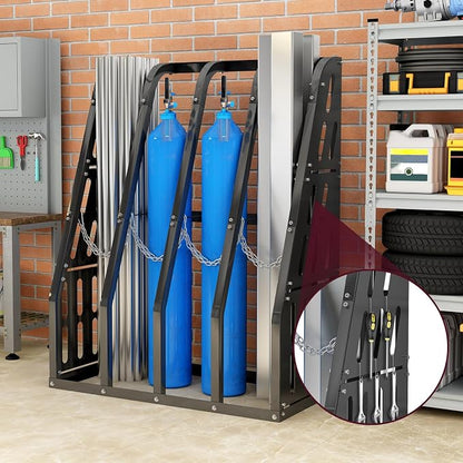 Vertical Long Parts Storage Rack, 500 lb Capacity, 4-Bay Black Steel Bar/Lumber - Image 3
