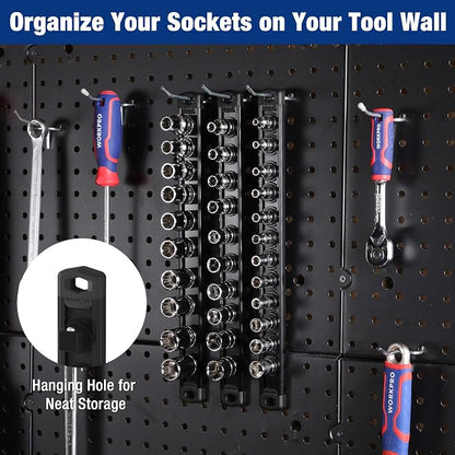 WORKPRO Magnetic Socket Organizer, 1/4-Inch Drive Aluminum Alloy Socket Rail - Image 6