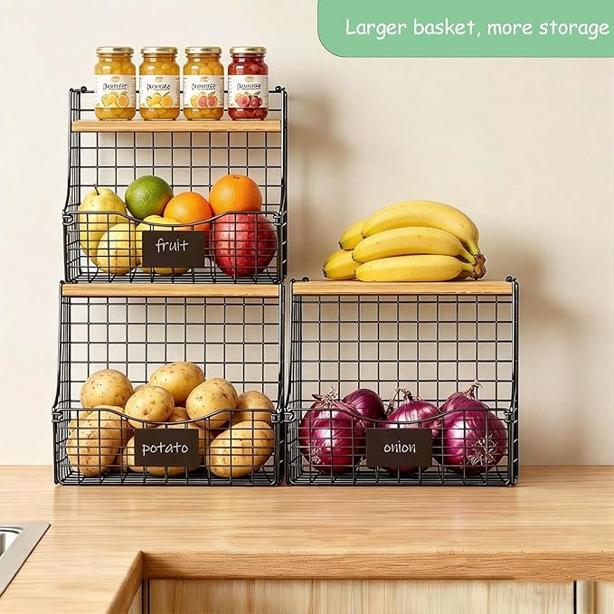3 Pack wire Fruit Basket for Kitchen - Image 3
