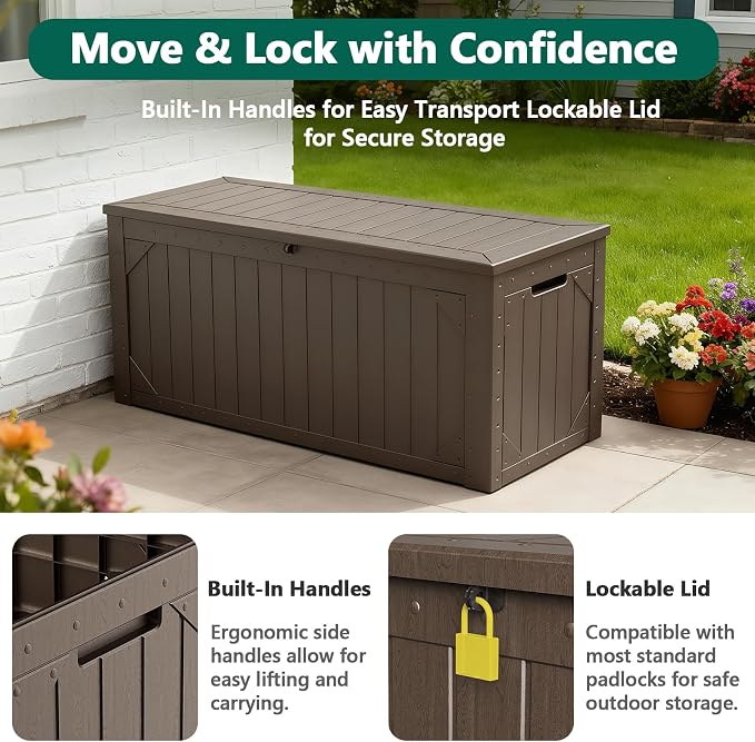Outdoor Storage Box, 100 Gallon Deck Box Outdoor Storage Bench Outside - Image 6
