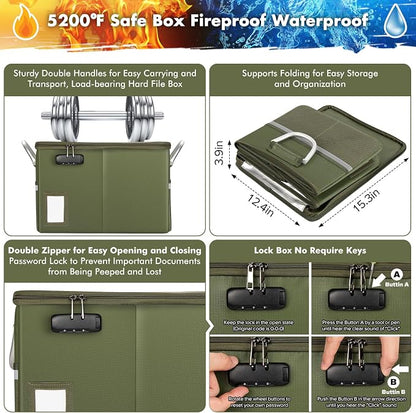 TOMKID 5200°F Fireproof Document Box, Fire Important Document Organizer - Image 2