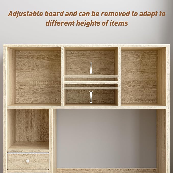 REIBII Desktop Bookshelf, High-Capacity Desk Hutch Organizer - Image 5