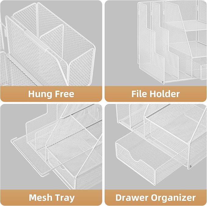 Marbrasse Desk Organizer and Accessories, 3-Tier File Organizer - Image 4