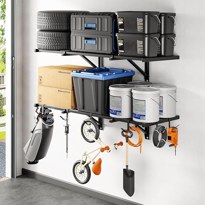 FLEXIMOUNTS 2x4ft Heavy Duty Garage Wall Shelving, 400lbs Capacity, Storage by FLEXIMOUNTS