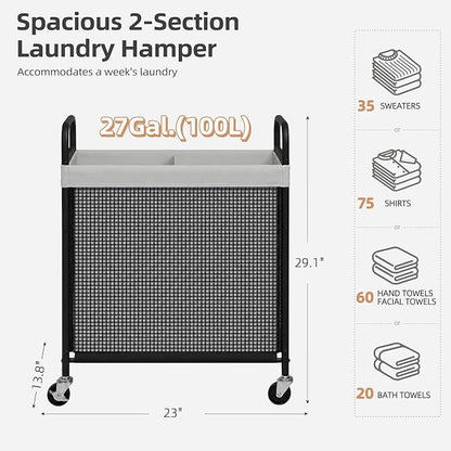 STORAGE MANIAC Rolling Laundry Hamper - Image 3