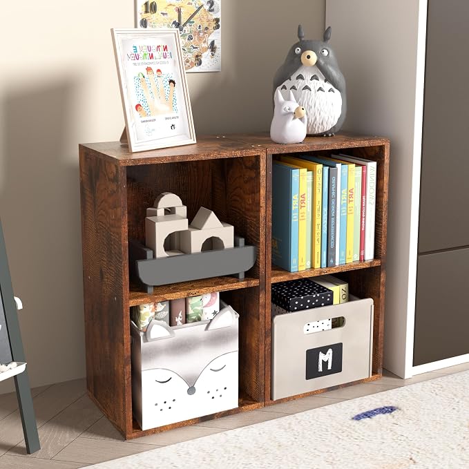 Wooden 2 Cube Storage Organizer, 2 Tier Storage Cubes Storage Display Cubby - Image 8