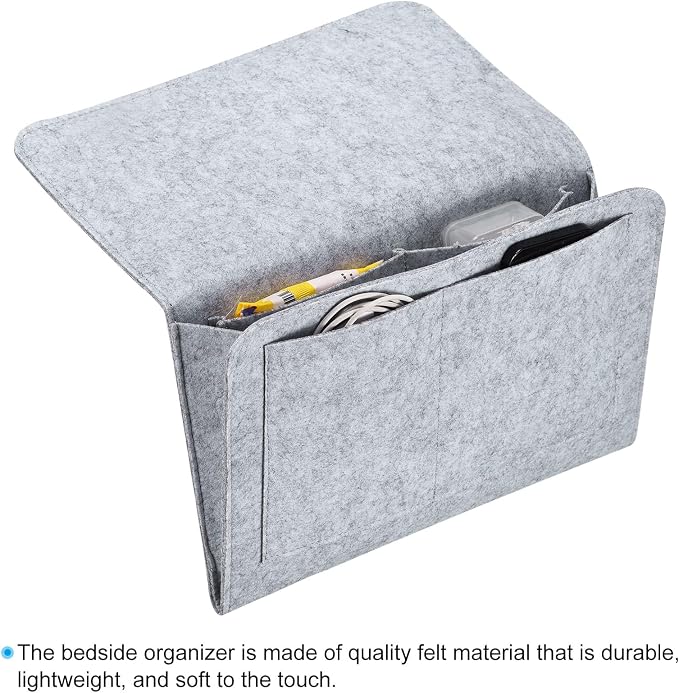 PATIKIL 13in Bedside Caddy, Bed Caddy Bedside Organizer Hanging Soft 5 Pockets - Image 4