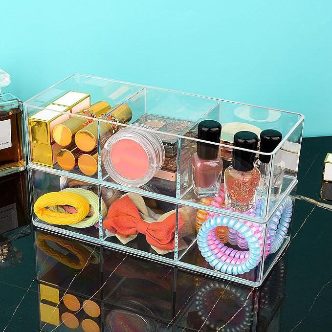 JessLab Acrylic Organizer, 2PK Cube Sections Makeup Organizer - Image 5