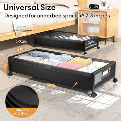 Under Bed Storage with Wheels，4 Pack Under Bed Storage Containers, Underbed - Image 5