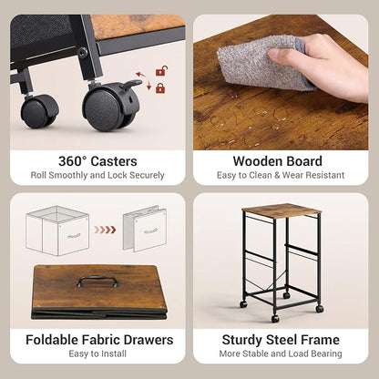 DEVAISE 2 Drawer Mobile File Cabinet, Rolling Printer Stand | Fabric Vertical - Image 5