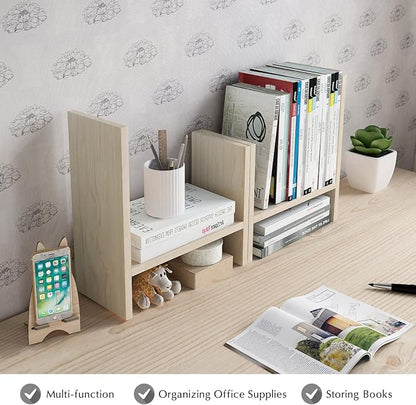 Jerry & Maggie Desktop Organizer Office Storage Rack Adjustable Wood Display - Image 8