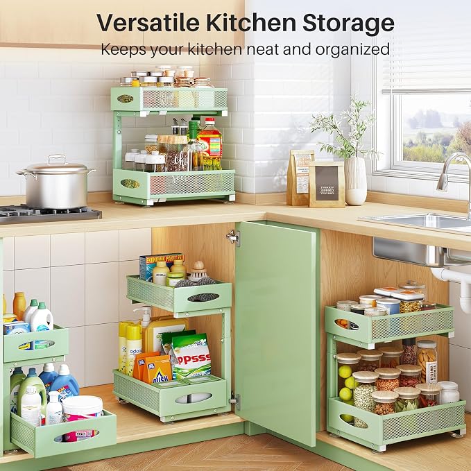 Under Sink Organizer, 2 Tier Pull out Cabinet Organizer Baskets - Image 8