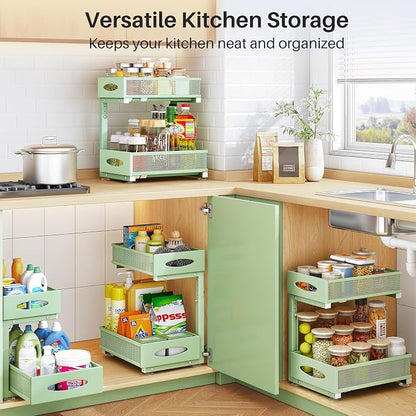Under Sink Organizer, 2 Tier Pull out Cabinet Organizer Baskets - Image 8