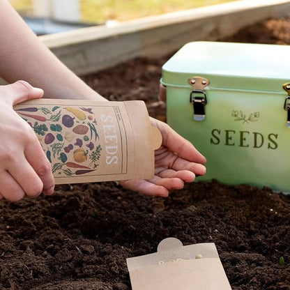 1Canoe2 Tin Seed Organizer Storage Box, Garden Seed Packet Vault Container - Image 3