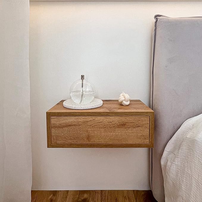 Mobili Fiver, Riccardo Floating nightstand, Rustic Oak, Made in Italy - Image 2