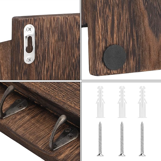 MOOACE Mail Organizer Wall Mount, Wood Mail and Key Holder - Image 4