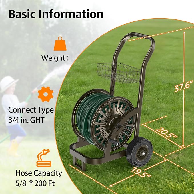 GOFORWILD Heavy Duty Steel Garden Hose Reel Cart - Image 4