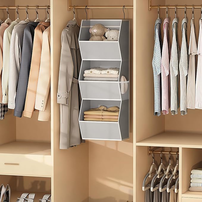 Hanging Closet Organizer 3 Shelf Collapsible Bedroom Closet Organizers and - Image 2