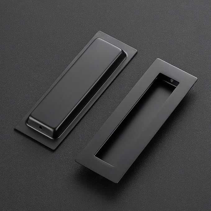 Ravinte 8 Pack Black Sliding Closet Door Handles Black Flush Pulls 5.9in Length - Image 2