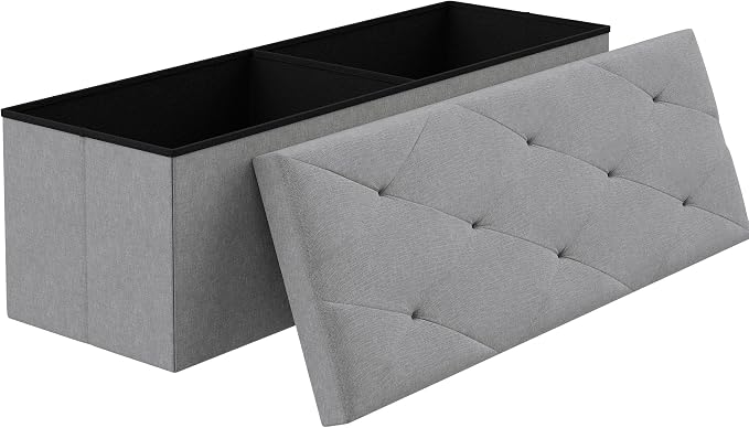 VECELO 43'' Folding Storage Ottoman Bench, Storage Chest, Linen Fabric Foot - Image 7