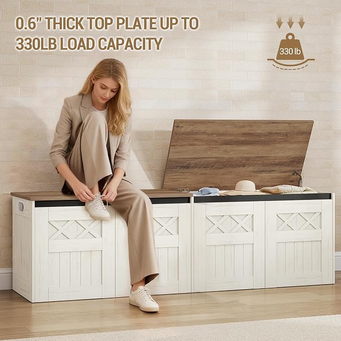 Hzuaneri 59" Storage Bench, Lift Top, 268L/70 Gal Large Storage Chest | | 330lb - Image 7