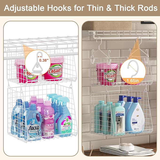 Sonyabecca 5-Tier Hanging Laundry Basket Organizer: Foldable Wire Shelf Basket - Image 2