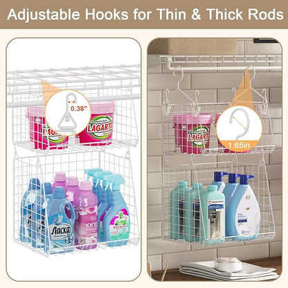 Sonyabecca 5-Tier Hanging Laundry Basket Organizer: Foldable Wire Shelf Basket - Image 2