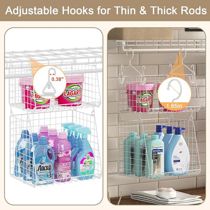 4-Tier Hanging Laundry Room Organizer: Foldable Wire Shelf Basket - Image 2