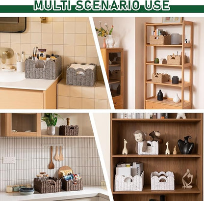 OIAHOMY Scalloped Wicker Baskets, Hand-woven Storage Baskets - Image 2