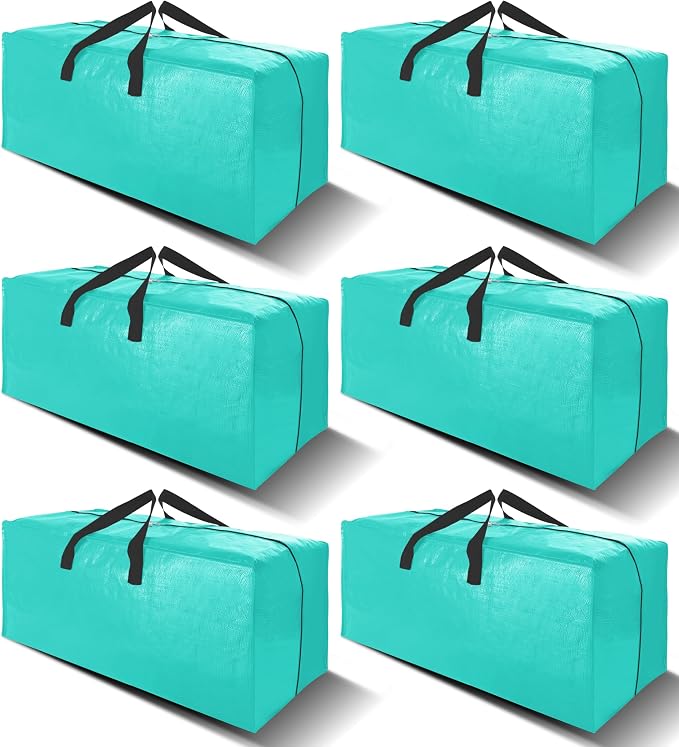 6 Pack Heavy Duty Extra Large Moving Bags W/Backpack Straps by VELVETSURE