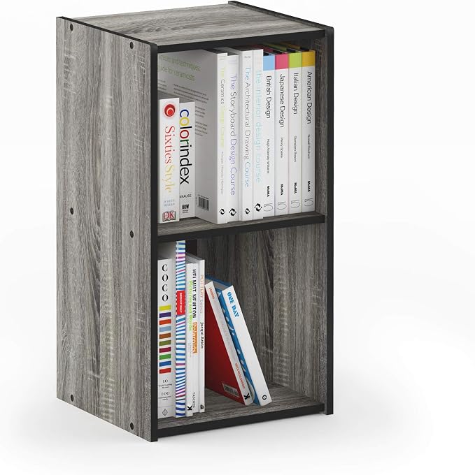 Furinno Pelli Cubic Storage Cabinet, French Oak Grey/Black by Furinno-FitsYourSpaceFitsYourBudget