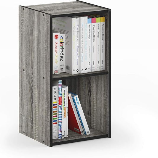 Furinno Pelli Cubic Storage Cabinet, French Oak Grey/Black by Furinno-FitsYourSpaceFitsYourBudget