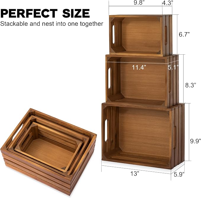 VICTORY RELAX Nesting Wood Storage Crates - Image 3