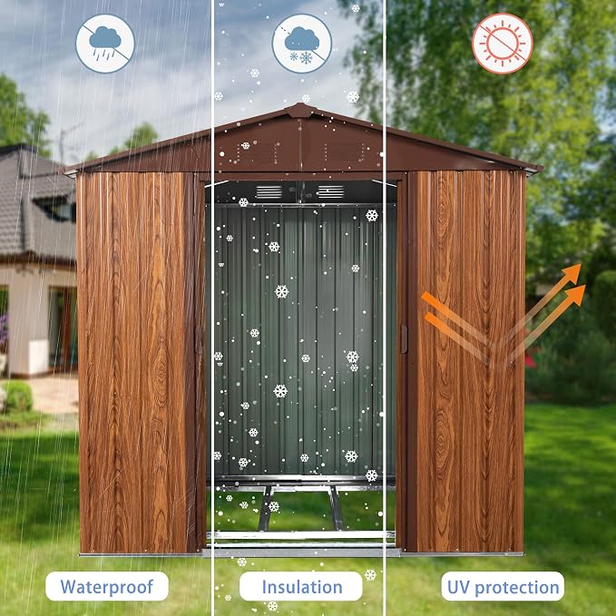 Outdoor Metal Storage Shed Window Ventilation Foundation Frame Waterproof - Image 3