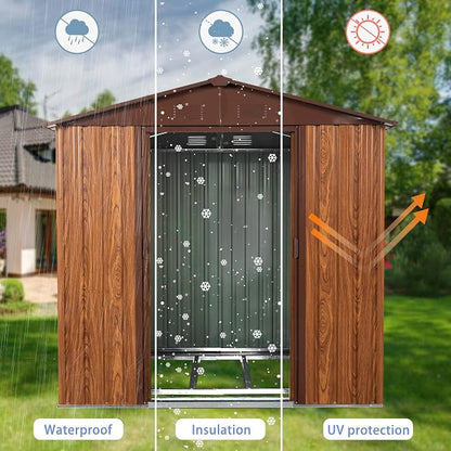 Outdoor Metal Storage Shed Window Ventilation Foundation Frame Waterproof - Image 3