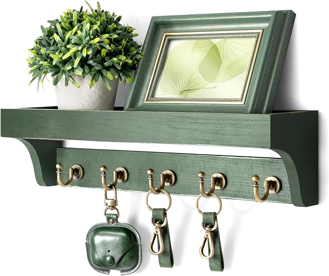 Rebee Vision Farmhouse Pine Wood Key Holder Wall Mount by REBEEVISION