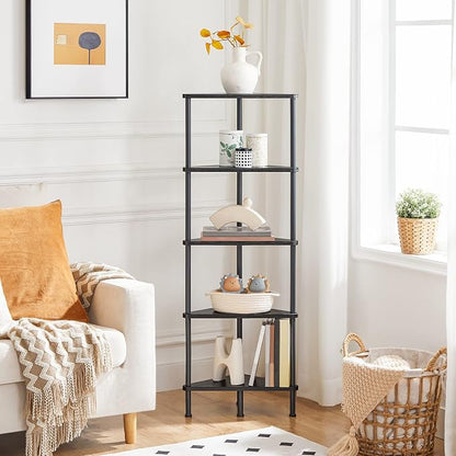 HOOBRO Corner Shelf Stand, Industrial 5-Tier Wall Corner Bookshelf - Image 2