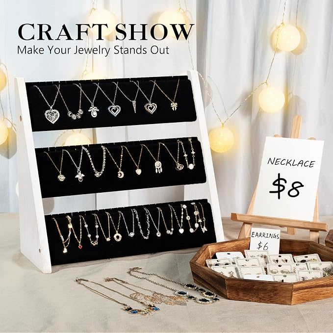 Necklace Organizer, 3-Tier Necklace Holder Jewelry Organizer Stand - Image 5