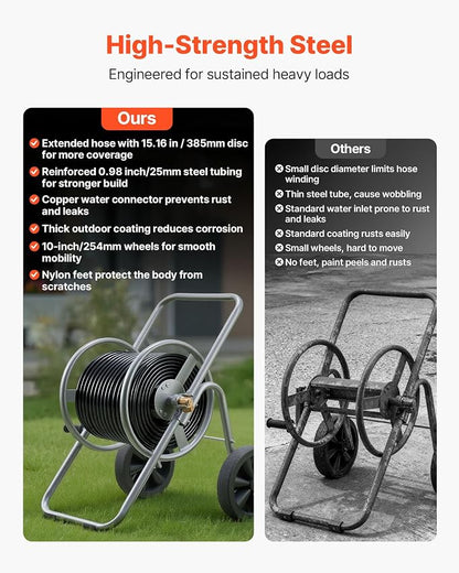 VEVOR Hose Reel Cart, 200/300 ft High-Pressure Garden Hose Cart, Hoses Reel - Image 4