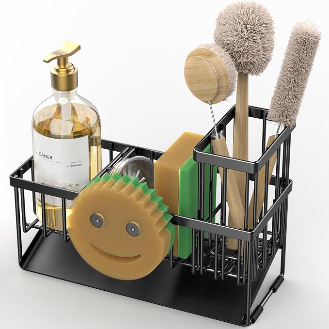 Cisily Sink Caddy With Smiley Face Sponge Holder, 304 Stainless Steel Rustproof - Image 4