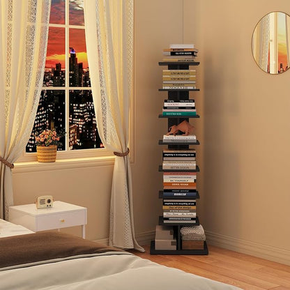 TUTOTAK Book Shelf, Narrow Spine Bookshelf, 8-Tier Bookcase - Image 3