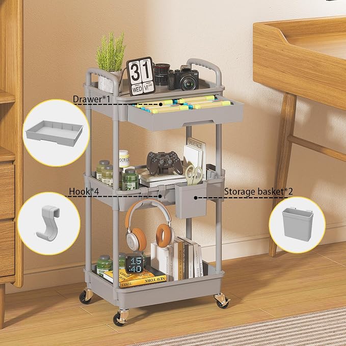 3 Tier Rolling Utility Cart - Image 3