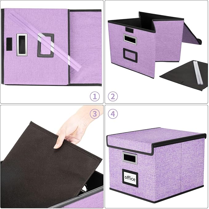 File Organizer Box with Lids, Collapsible File Folder Organizer | File Box with - Image 7