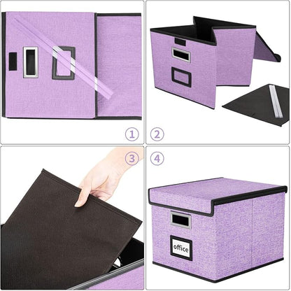 File Organizer Box with Lids, Collapsible File Folder Organizer | File Box with - Image 7