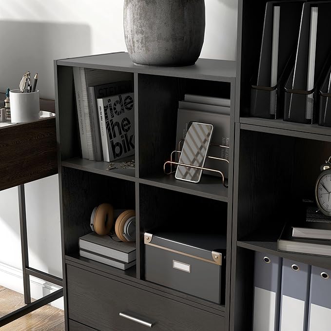 Homes: Inside + Out Apexa 4-Cube Storage Organizer Shelves, Stackable Wood - Image 7