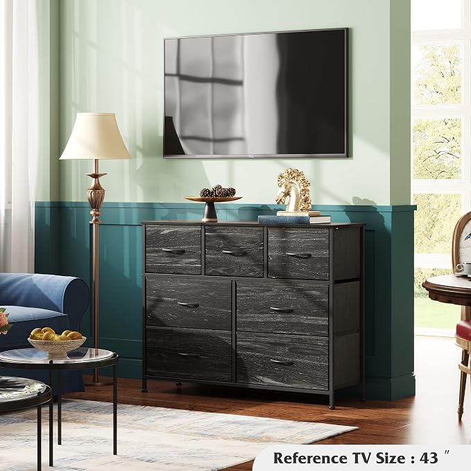 WLIVE 7 Drawer Dresser TV Stand, Entertainment Center, Media Console Table - Image 2