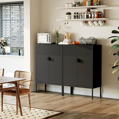 COFaR Black Metal Cabinet with Adjustable Shelves, 47”H Industrial Buffet - Image 4